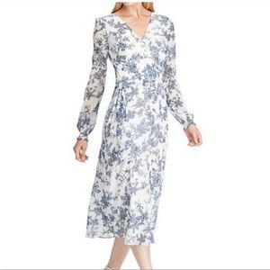 Ralph Lauren White and Navy Floral Wrap Dress Sz 6
